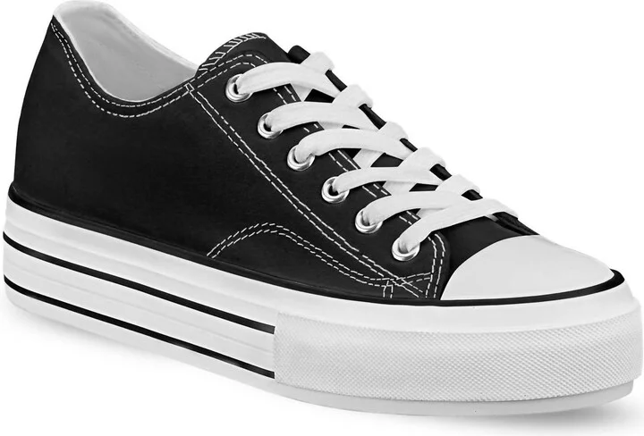 Women's Canvas Sneakers Platform In Black
