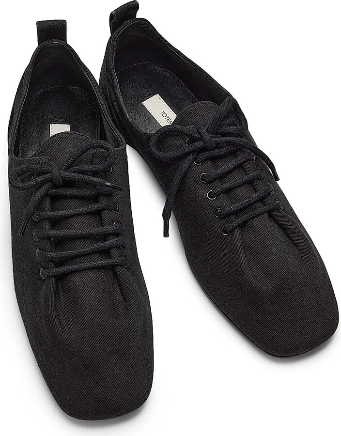 Women's Canvas Square-Toe Sneakers - Black - Size 5 - Image 4