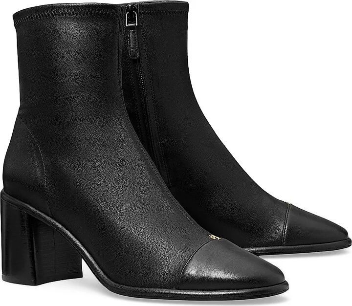 Women's Cap-Toe 70MM Leather Ankle Boots - Black - Size 10 - Image 2