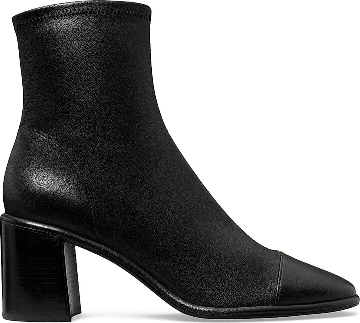 Women's Cap-Toe 70MM Leather Ankle Boots - Black - Size 10