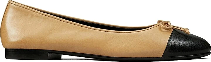 Women's Cap Toe Ballet Flats - Tan - Size 10
