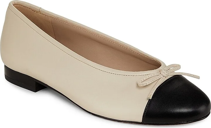 Women's Cap-Toe Leather Ballet Flat - Black Lait - Size 5 - Image 2