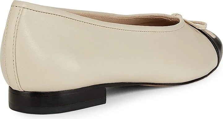 Women's Cap-Toe Leather Ballet Flat - Black Lait - Size 5 - Image 3