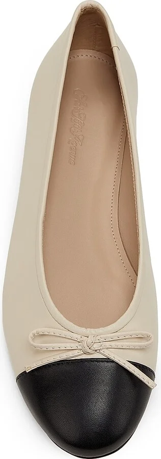 Women's Cap-Toe Leather Ballet Flat - Black Lait - Size 5 - Image 4