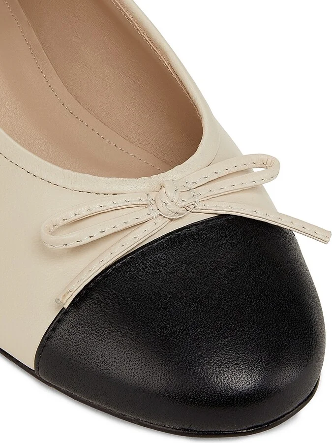 Women's Cap-Toe Leather Ballet Flat - Black Lait - Size 5 - Image 5