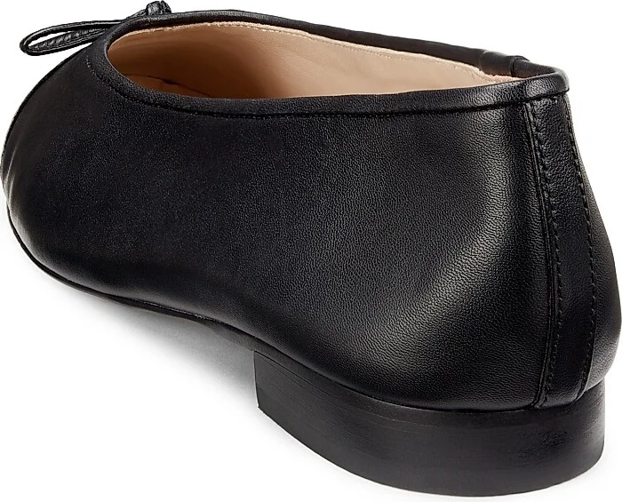 Women's Cap-Toe Leather Ballet Flat - Black Lait - Size 5 - Image 7