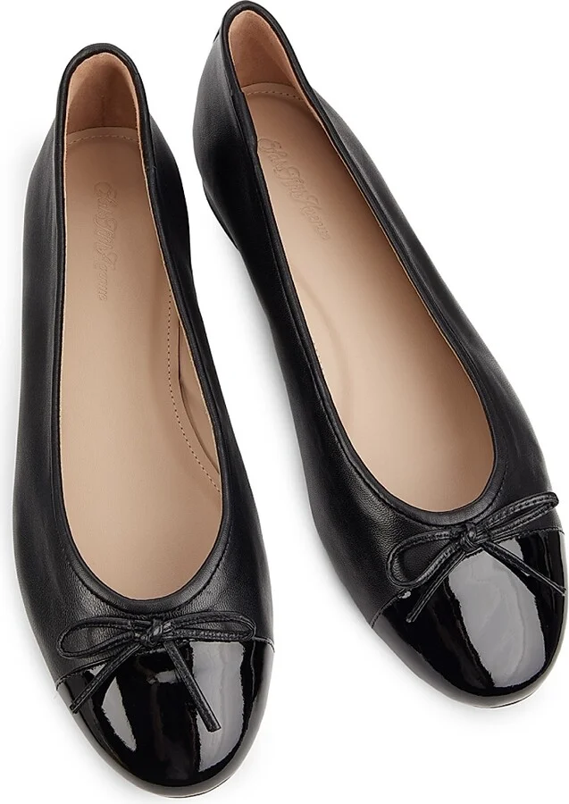 Women's Cap-Toe Leather Ballet Flat - Black Lait - Size 5 - Image 8