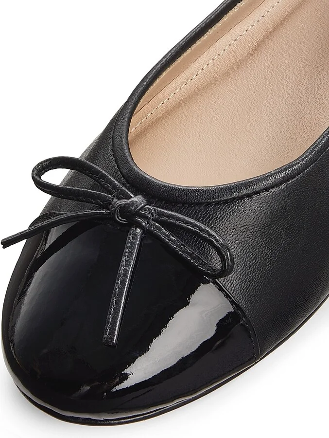 Women's Cap-Toe Leather Ballet Flat - Black Lait - Size 5 - Image 9