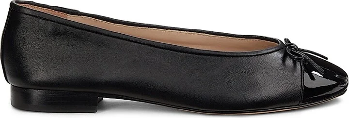 Women's Cap-Toe Leather Ballet Flat - Black Lait - Size 5 - Image 10