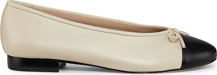 Women's Cap-Toe Leather Ballet Flat - Black Lait - Size 5