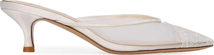 Women's Cara 50MM Mesh Mules - White Mesh - Size 7