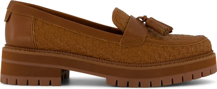 Womens Cara Loafer Amber Basketweave Leather Flat