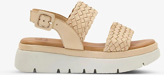 Womens Caramel-Leather Lorris Woven-Strap Flatform Leather Sandals Eur 36 / 3 Uk Women
