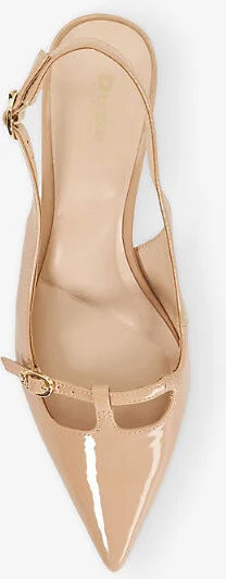 Womens Caramel Patent Synthetic Deserving T-Bar Faux-Leather Slingback Courts Eur 36 / 3 Uk Women - Image 2