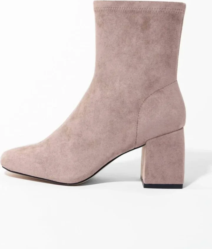 Women's Carina Heeled Ankle Boot In Taupe Suede
