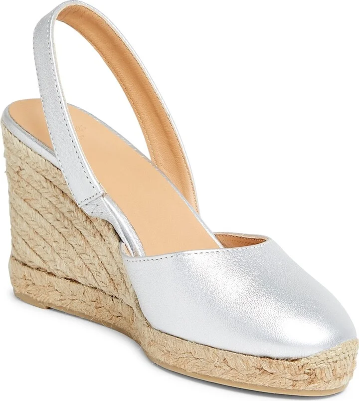 Women's Carissa 90MM Leather Wedge Sandals - Plata - Size 6 - Image 2