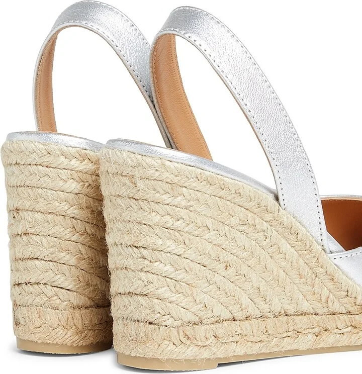 Women's Carissa 90MM Leather Wedge Sandals - Plata - Size 6 - Image 3
