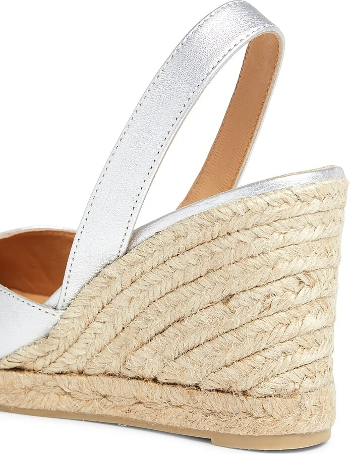 Women's Carissa 90MM Leather Wedge Sandals - Plata - Size 6 - Image 5