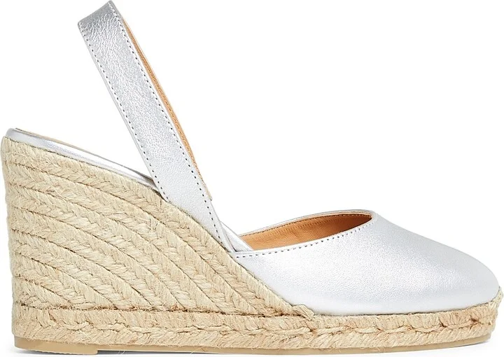 Women's Carissa 90MM Leather Wedge Sandals - Plata - Size 6