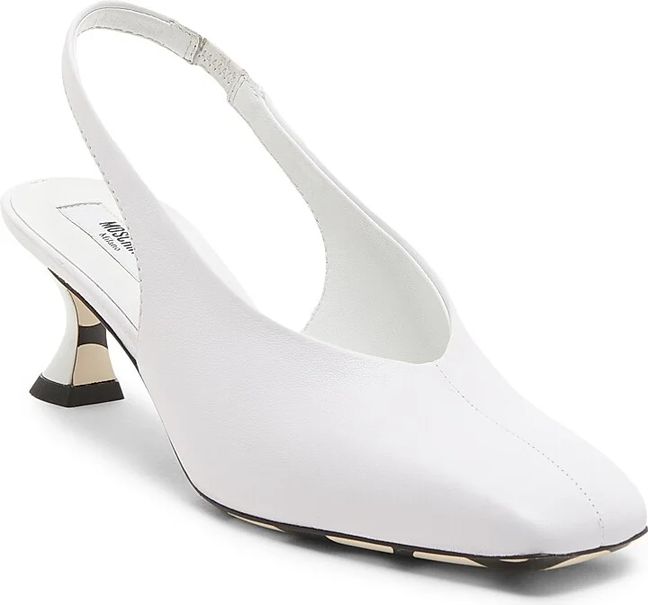 Women's Carla 55MM Leather Slingback Pumps - White - Size 6 - Image 2