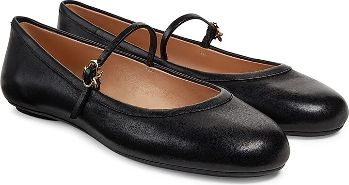 Women's Carla Leather Ballet Flats - Black - Size 5 - Image 2