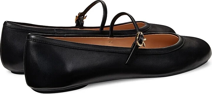 Women's Carla Leather Ballet Flats - Black - Size 5 - Image 3