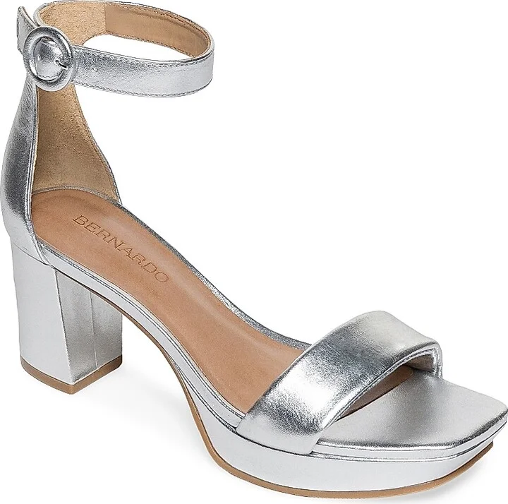 Women's Carla Leather Platform Sandals - Silver - Size 6 - Image 2