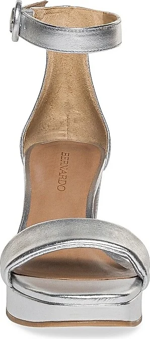 Women's Carla Leather Platform Sandals - Silver - Size 6 - Image 4