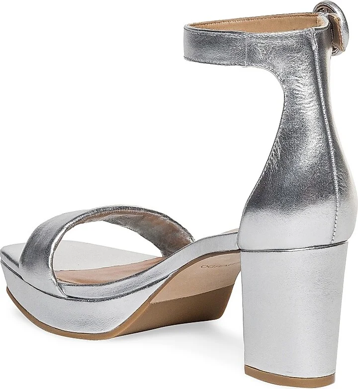 Women's Carla Leather Platform Sandals - Silver - Size 6 - Image 6