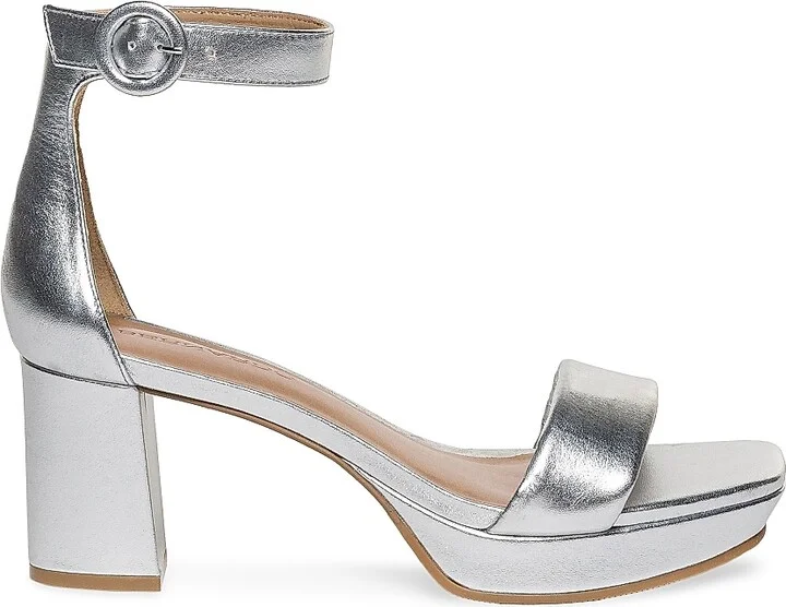 Women's Carla Leather Platform Sandals - Silver - Size 6