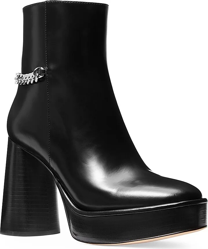 Women's Carlisle 110MM Leather Platform Booties - Black - Size 8 - Image 2