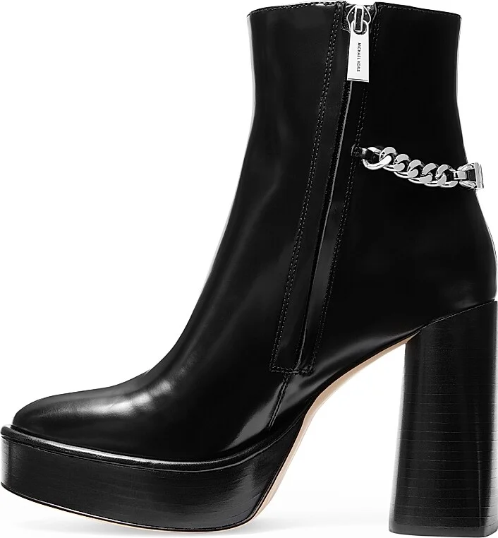 Women's Carlisle 110MM Leather Platform Booties - Black - Size 8 - Image 3