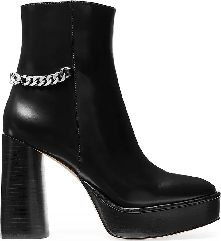 Women's Carlisle 110MM Leather Platform Booties - Black - Size 8