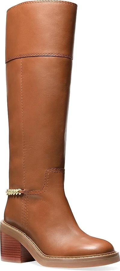 Women's Carlisle 75MM Leather Knee-High Boots - Luggage - Size 5 - Image 2