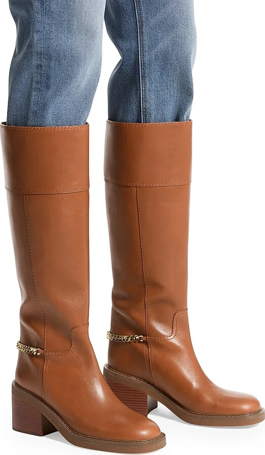 Women's Carlisle 75MM Leather Knee-High Boots - Luggage - Size 5 - Image 5