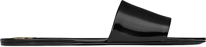 Women's Carlyle Slides in Glazed Leather - Black - Size 7