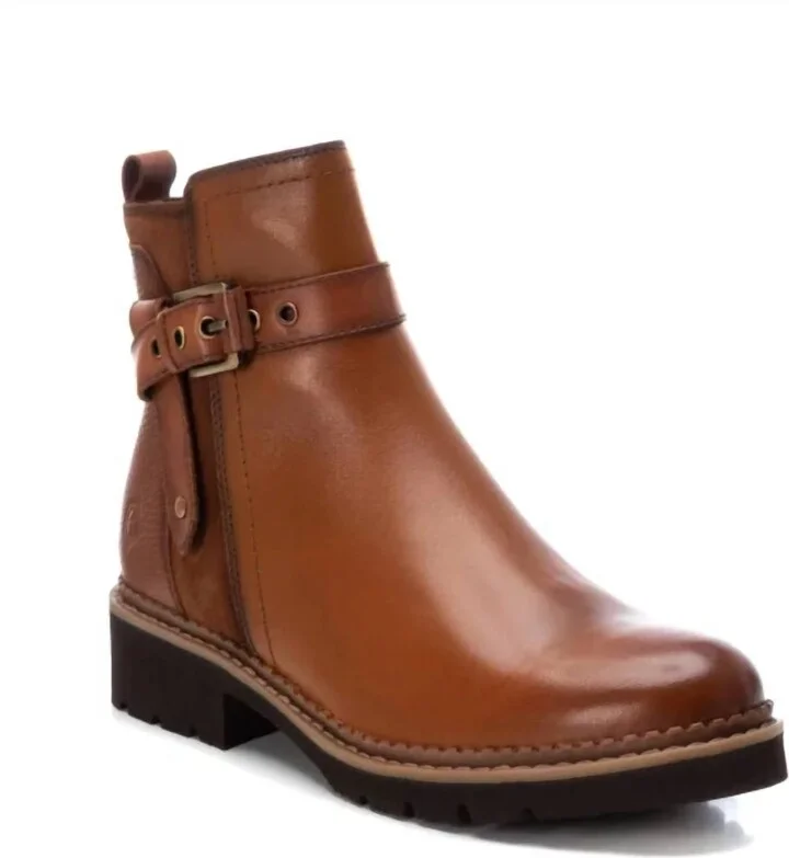 Women's Carmela Leather Booties In Camel