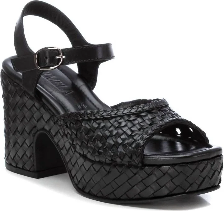 Women's Carmela Leather Heel Sandals In Black
