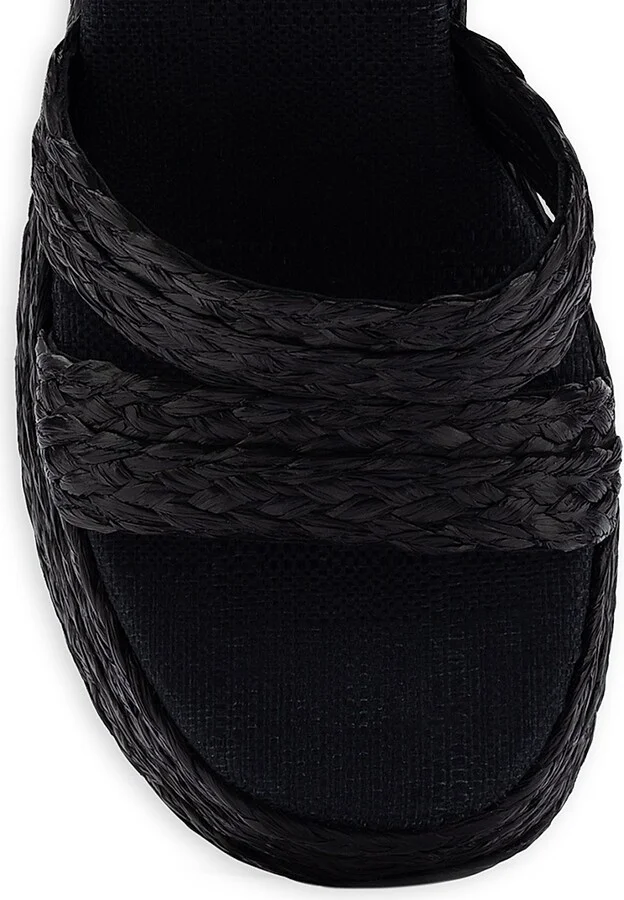 Women's Carmen 145MM Platform Raffia Sandals - Black - Size 10 - Image 4