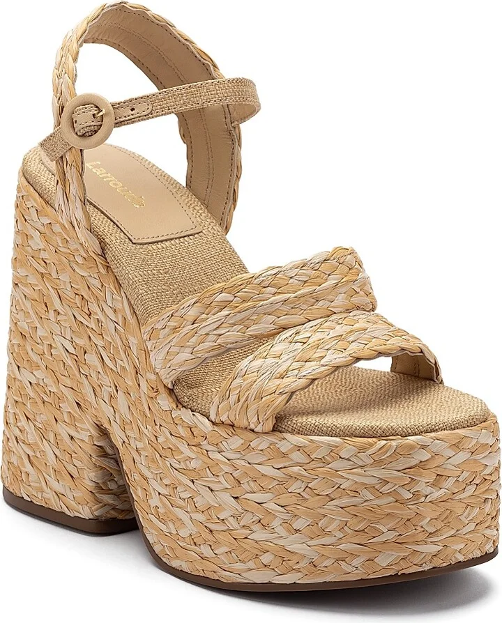 Women's Carmen 145MM Raffia Platform Sandals - Natural - Size 9 - Image 2