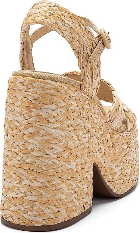 Women's Carmen 145MM Raffia Platform Sandals - Natural - Size 9 - Image 3