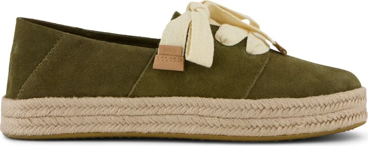 Womens Carolina Lace-Up Espadrille Military Olive Suede