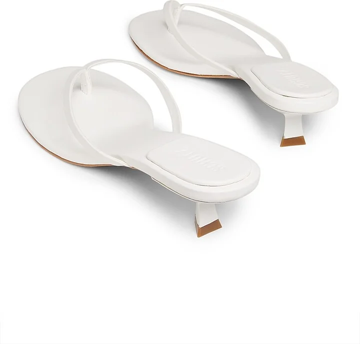 Women's Carolyn Leather Kitten-Heel Sandals - White - Size 6.5 - Image 3