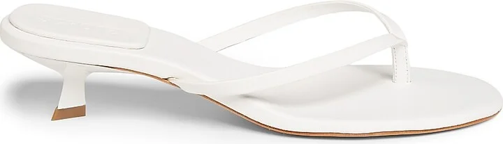Women's Carolyn Leather Kitten-Heel Sandals - White - Size 6.5