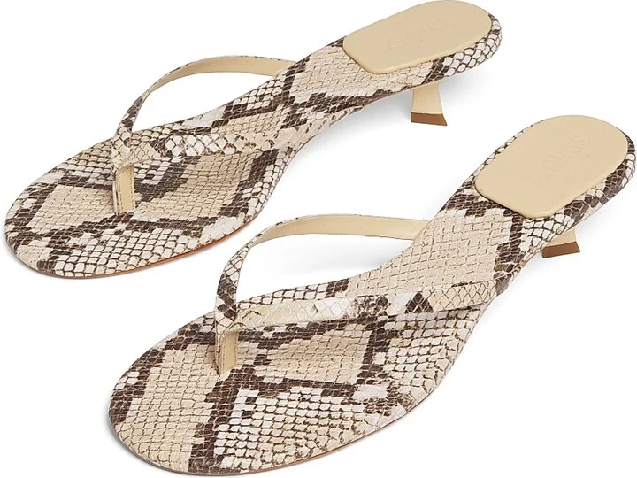 Women's Carolyn Snake-Print Leather Sandals - Beige - Size 6.5 - Image 2