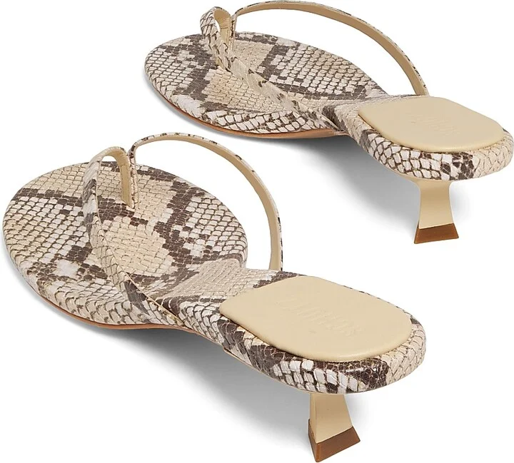 Women's Carolyn Snake-Print Leather Sandals - Beige - Size 6.5 - Image 3