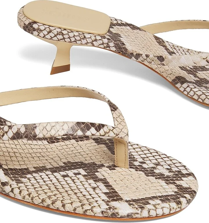 Women's Carolyn Snake-Print Leather Sandals - Beige - Size 6.5 - Image 5