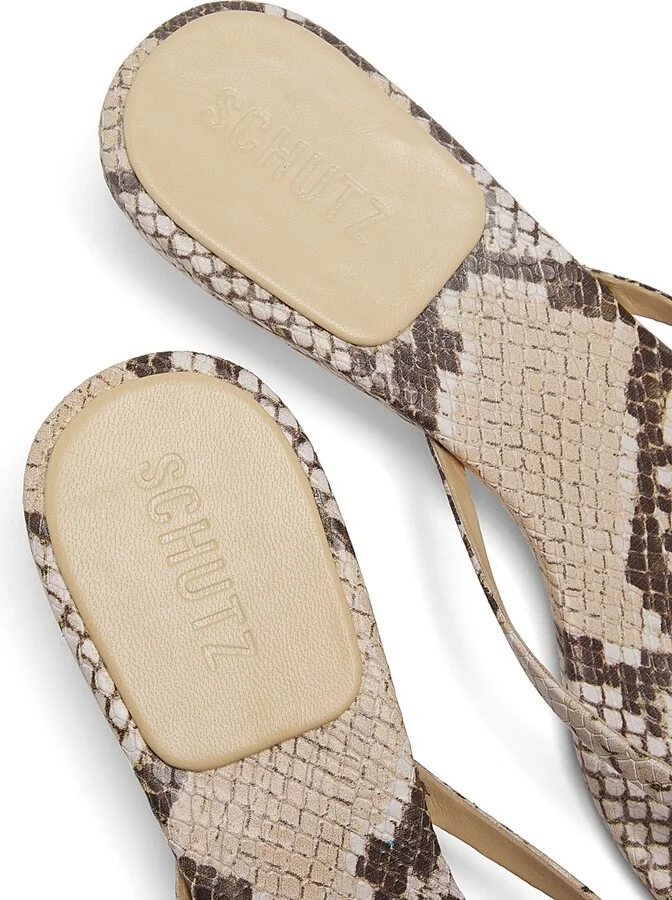 Women's Carolyn Snake-Print Leather Sandals - Beige - Size 6.5 - Image 6