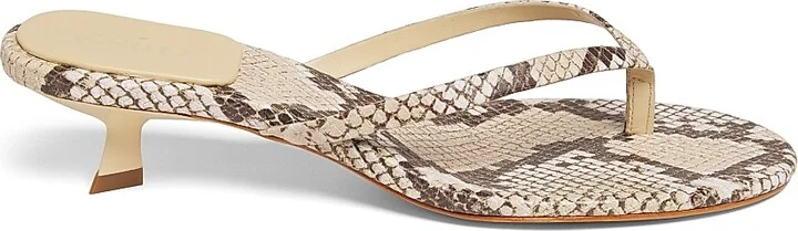 Women's Carolyn Snake-Print Leather Sandals - Beige - Size 6.5