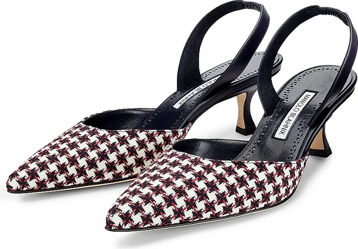 Women's Carolyne Tweed Slingback Pumps - Black White - Size 7 - Image 2
